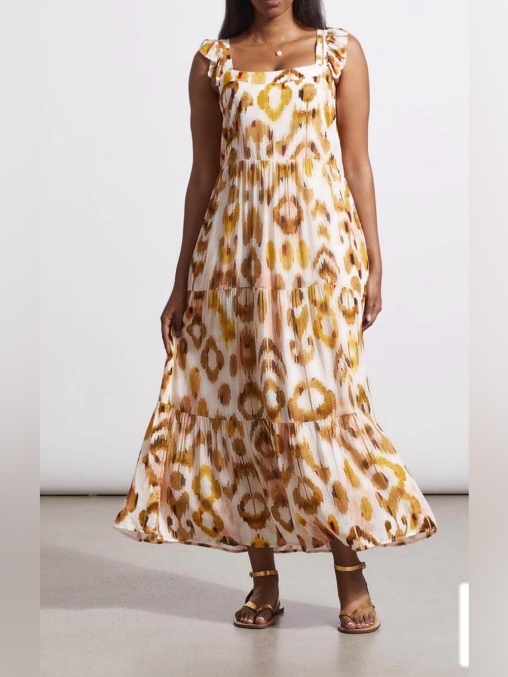 NWT⚡️Tribal Sleeveless Maxi Dress in Cream and Gold Leopard Print Sz XL